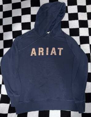 Ariat REAL Quality Goods Women's Navy Blue Spellout Logo Pullover Hoodie